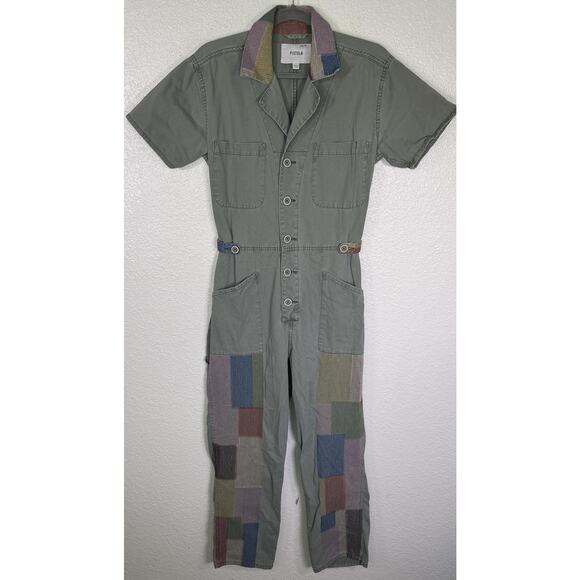 Pistola Grover Field Jumpsuit Women Small Patchwork Utility Coverall Boiler Suit